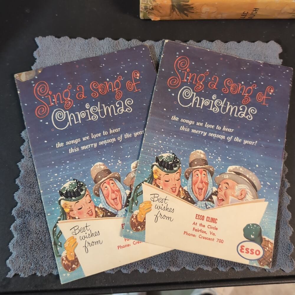 Vintage Lot (2) ESSO "Sing a Song of Christmas" 1954 sing along book Booklets